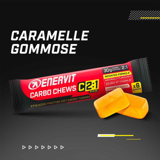 ENERVIT C2:1PRO – Energijski gumijasti bomboni CARBO CHEWS; 34 g – Pomaranča
